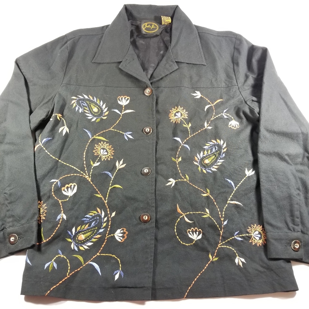 Julia Kim Jacket Blazer Embroidered Artsy Art M